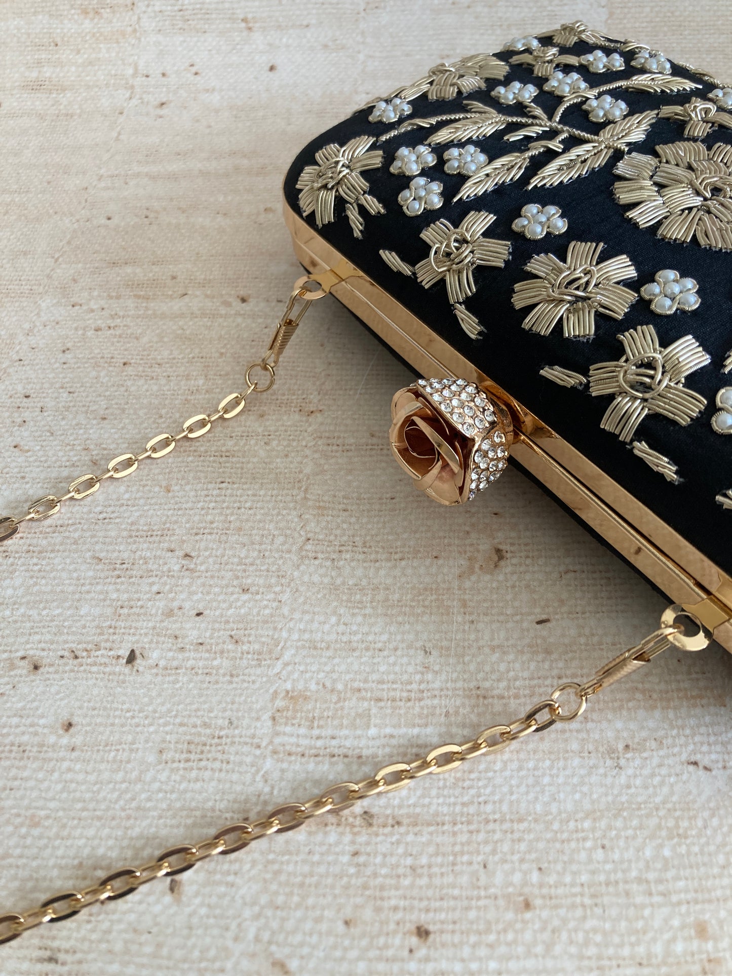 Alina (Rectangular Clutch) (Black) (ST859)