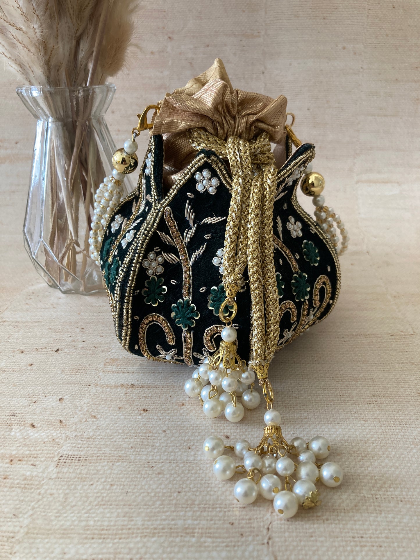 Anju (Potli Bag) (Velvet Emerald Green) (ST269)