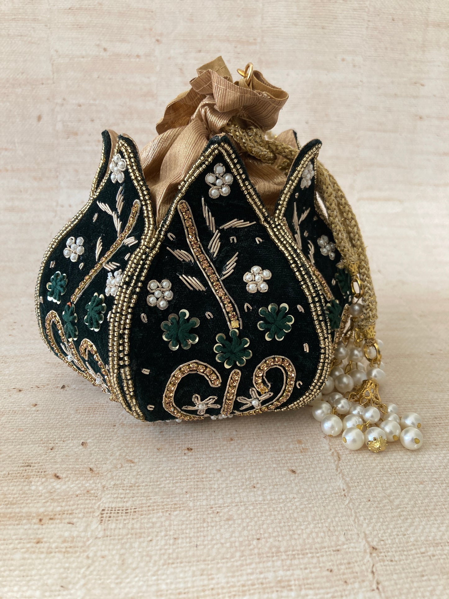 Anju (Potli Bag) (Velvet Emerald Green) (ST269)