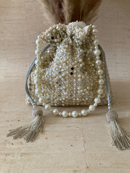 Siya (Mirror Potli) (White) (ST1046)