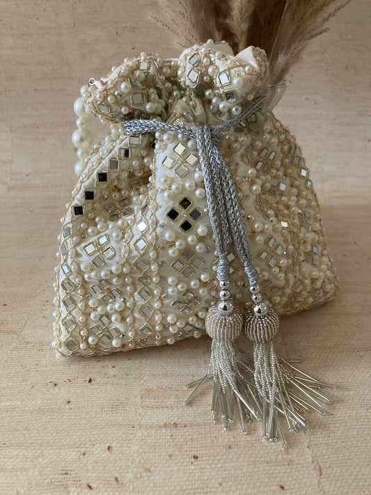 Siya (Mirror Potli) (White) (ST1046)