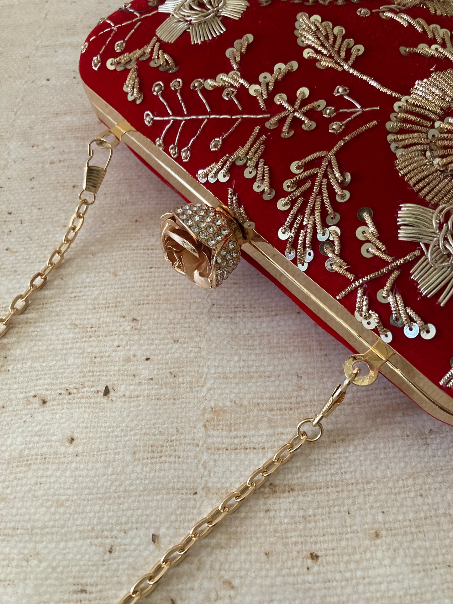 Faryal Handcrafted Velvet Clutch (Red)(ST139)