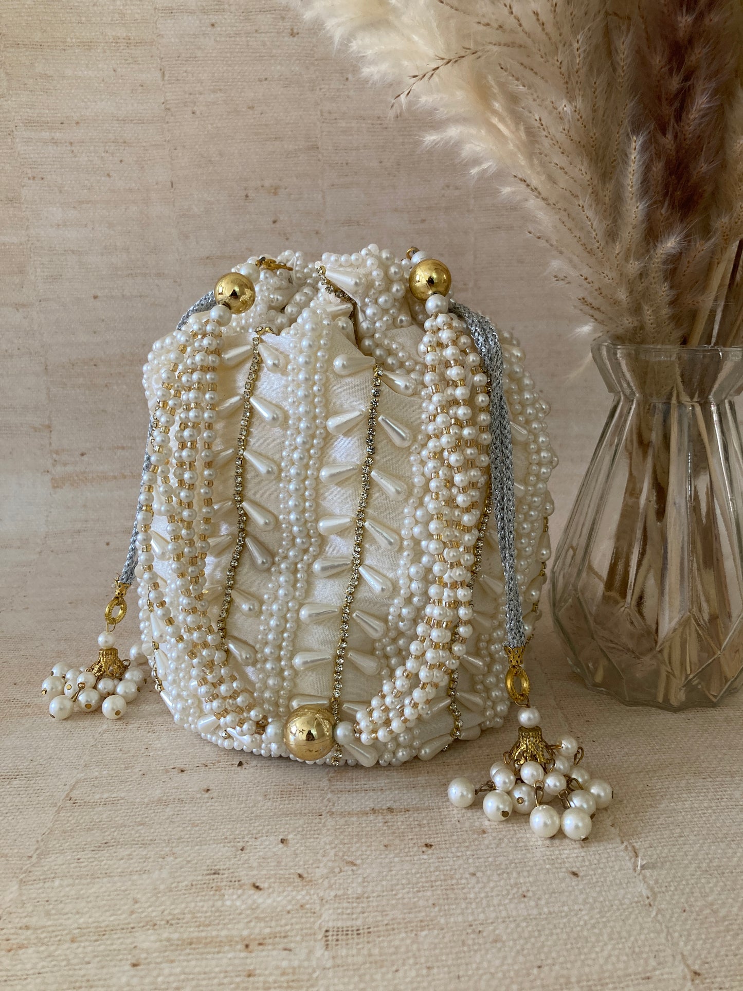 Diana Pearl Potli (White Ivory) (ST356)