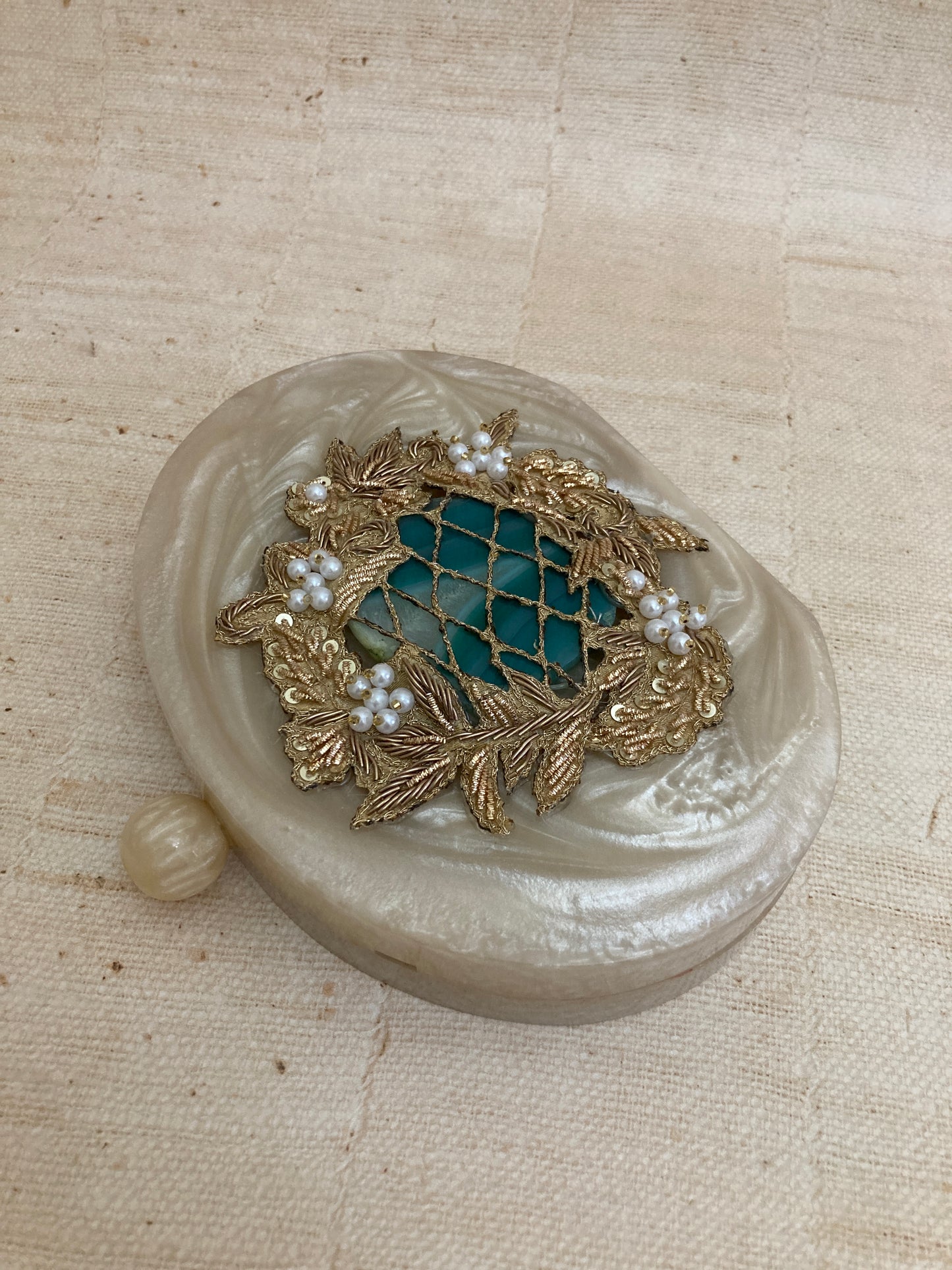Maha (Luxury Hand Poured Resin Oval Clutch) (ST265) (Emerald Green)