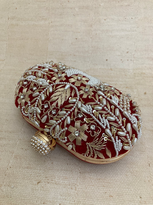 Ambrose (Oval Velet Clutch)(Red)(ST266)