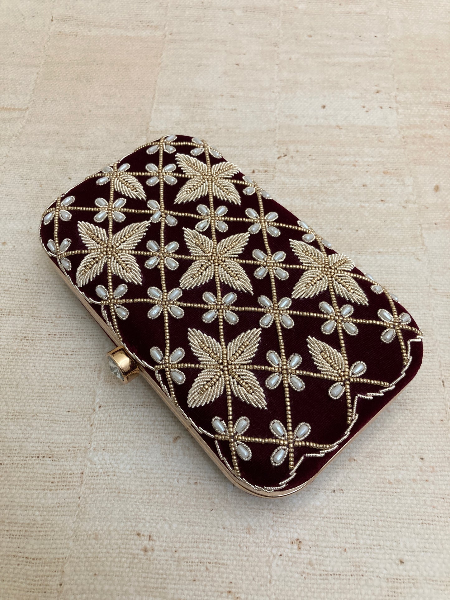 Punjab Velvet Rectangular Clutch (Maroon) (ST133)