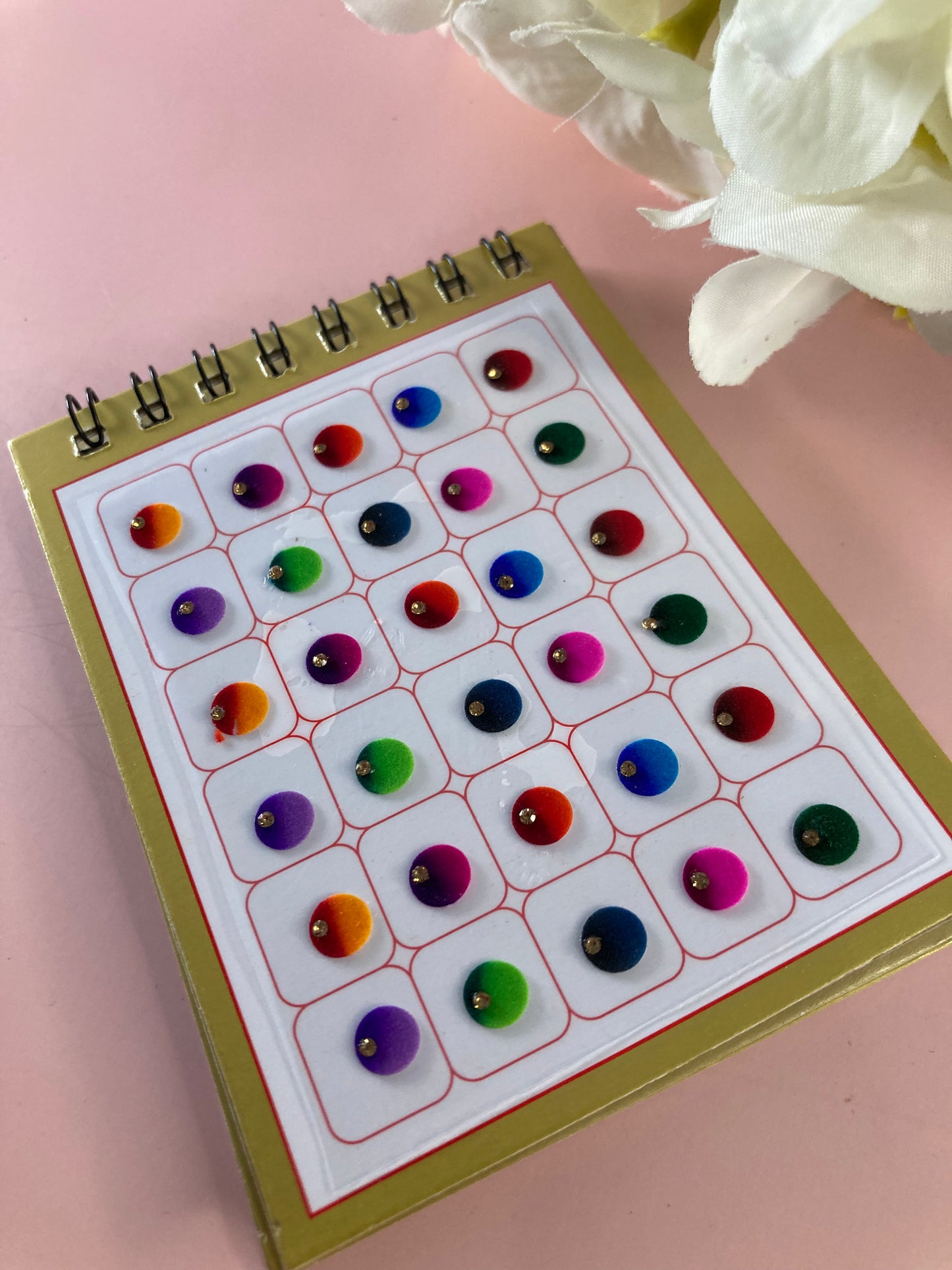Mini Range Assorted Colours Single Stone 120 Bindi Booklet (ST711)