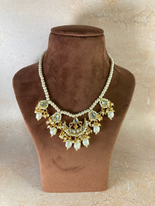 Alia 18K Gold Plated White Pearl Jewellery Set (ST723)