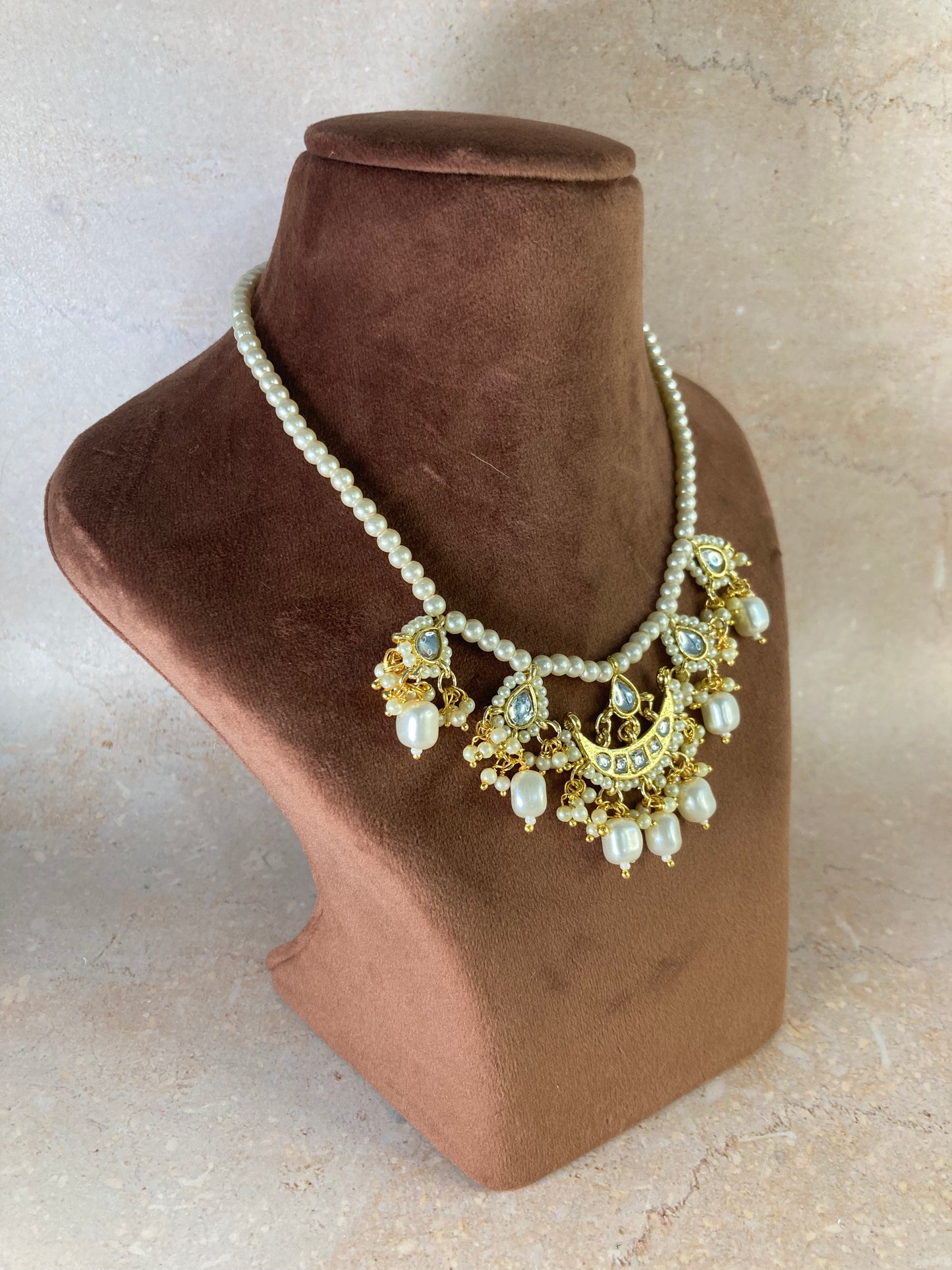 Alia 18K Gold Plated White Pearl Jewellery Set (ST723)