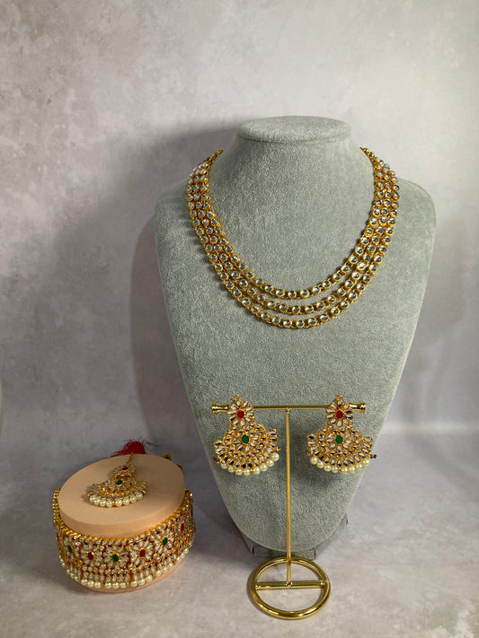 Astha Gold Plated and Kundan Set (ST164) Emerald And Ruby