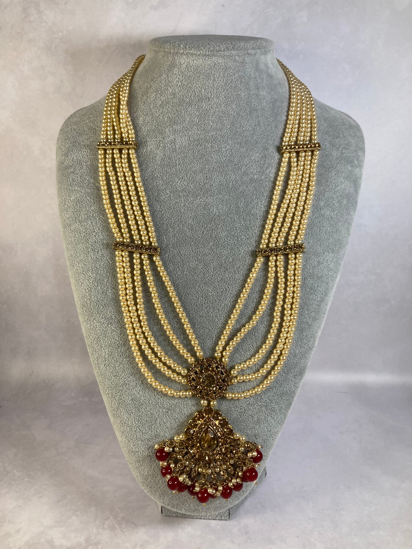 Riyasat Meenakari Kundan Pearl Set (ST128) (Antique Maroon)