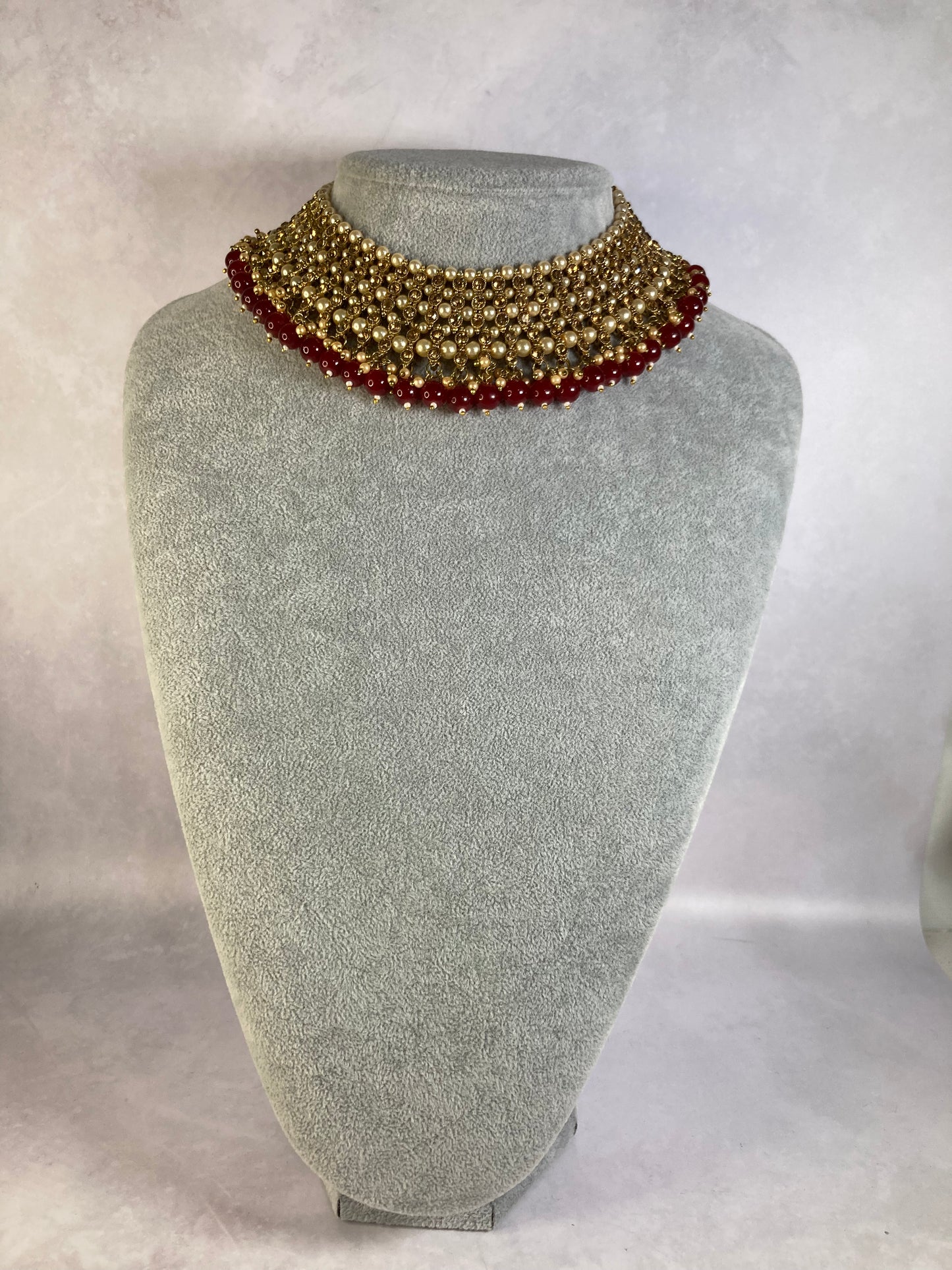 Riyasat Meenakari Kundan Pearl Set (ST128) (Antique Maroon)