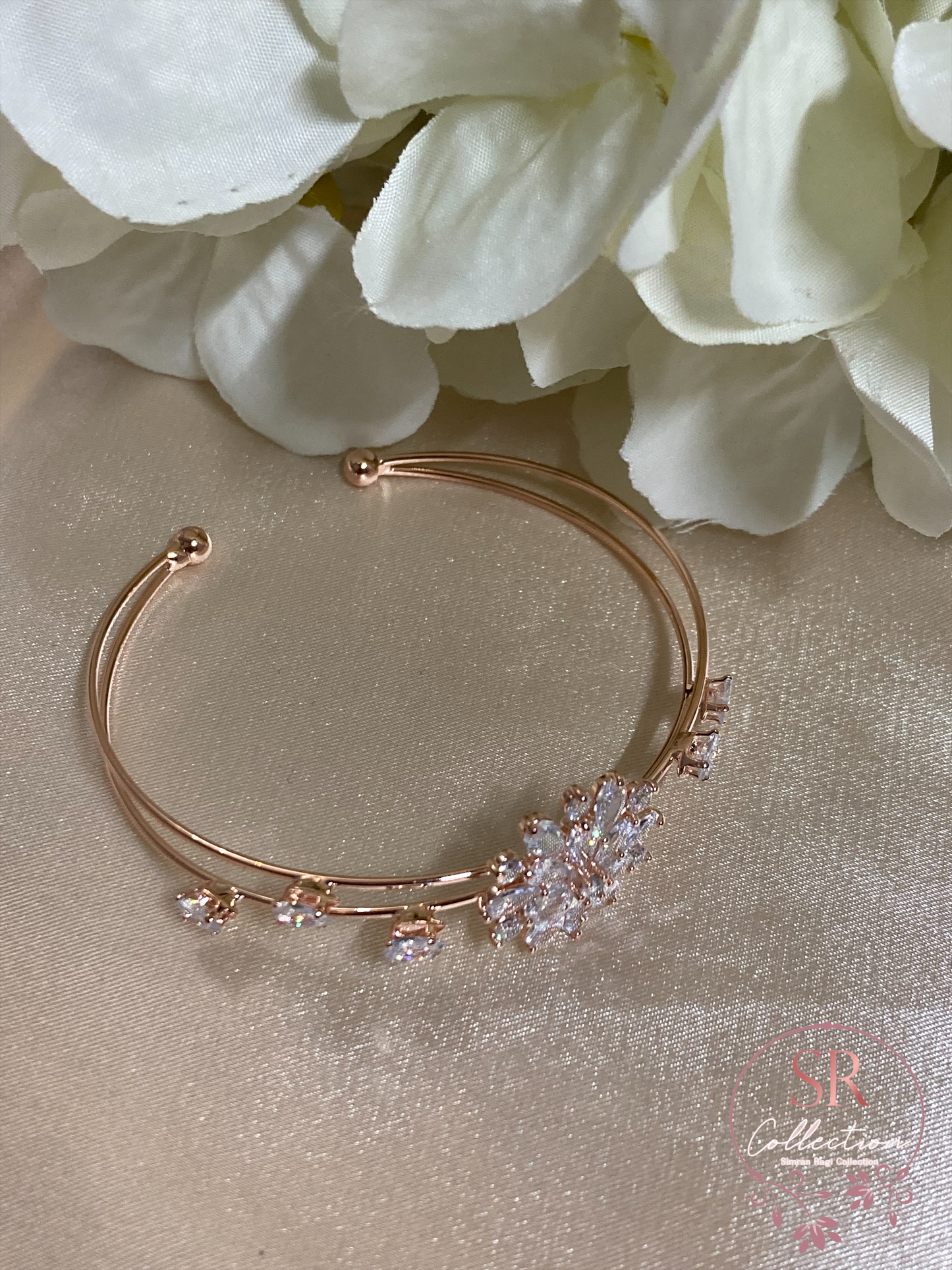 Zoey Flower Bangle (ST069) Rose