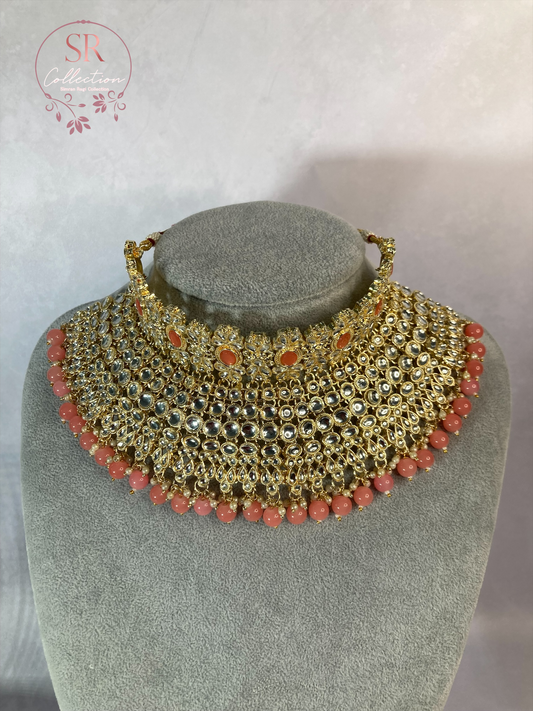 Maharani Gold Plated Kundan Choker Set (ST222) Pink