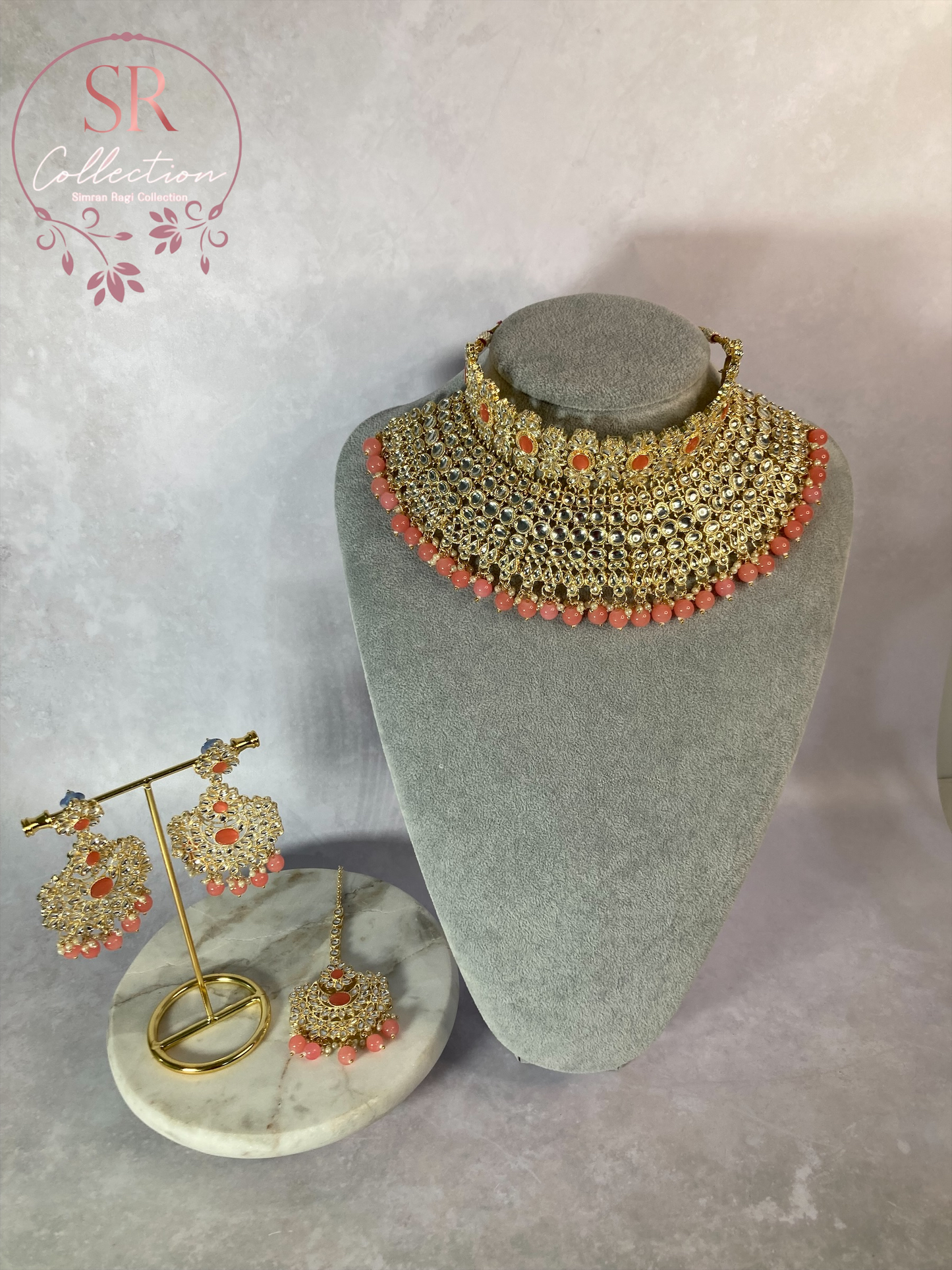 Maharani Gold Plated Kundan Choker Set (ST222) Pink