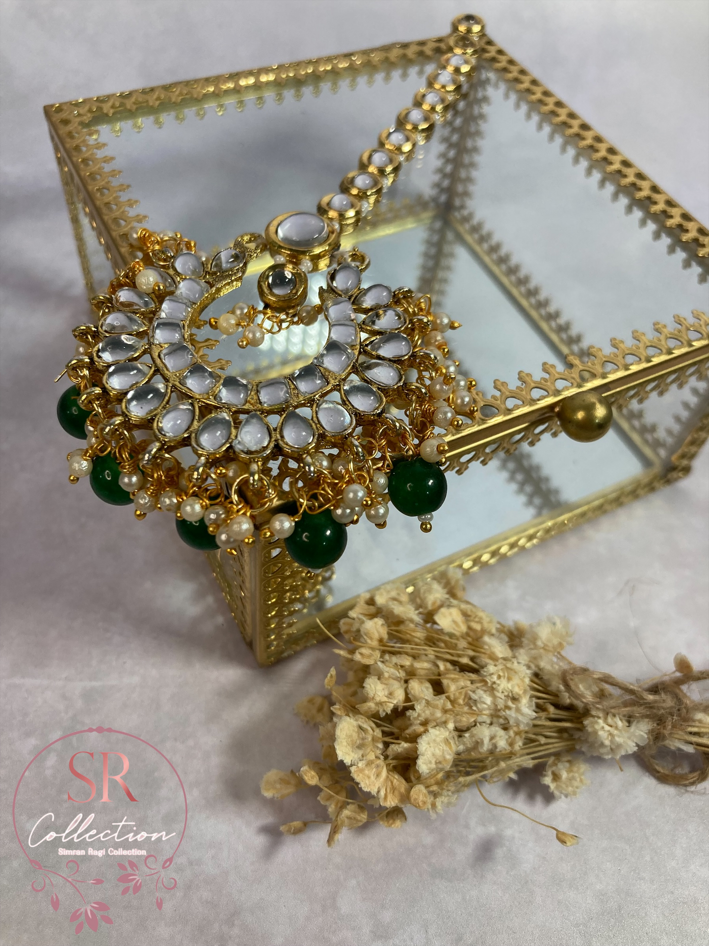 Afiya Gold Plated Kunda Tikka (ST175) Emerald