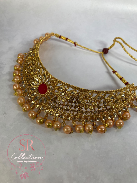 Ekta Gold Plated Choker Necklace Set (ST227)