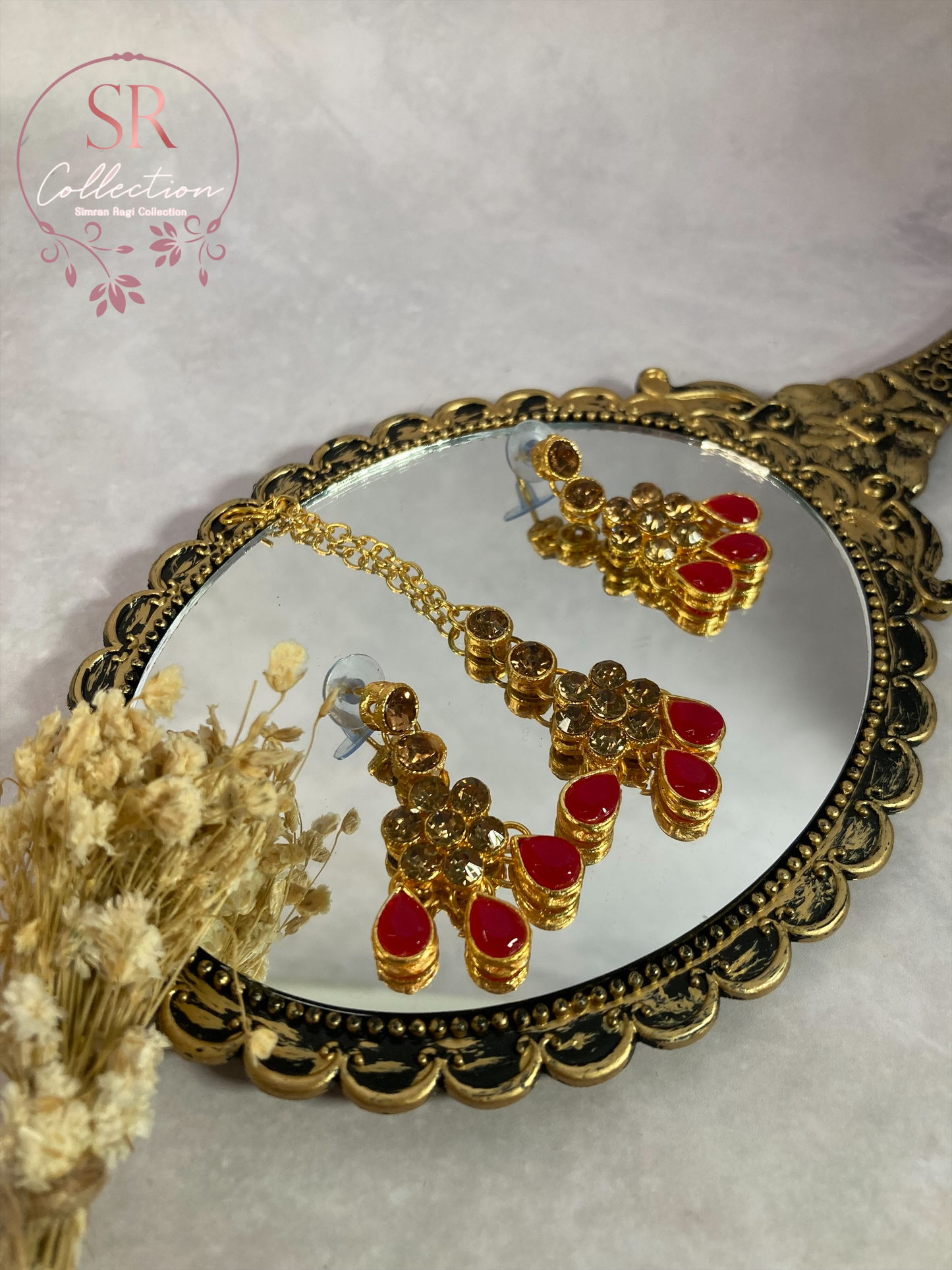 Shalina Gold Plated Kundan Choker Necklace Set (ST168) Antique And Pink