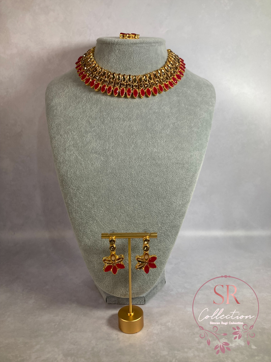 Chaya Gold Plated Kundan Choker Set (ST167) Pink