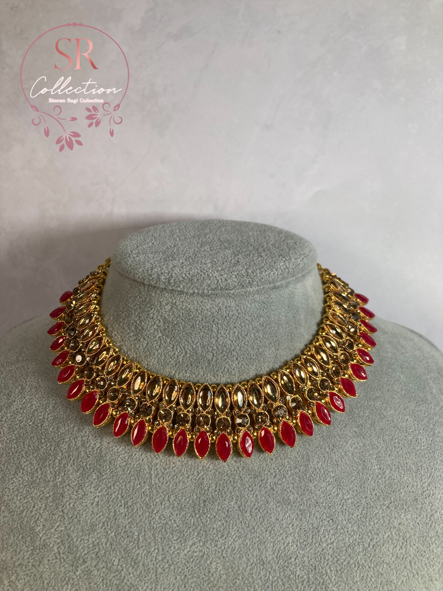Chaya Gold Plated Kundan Choker Set (ST167) Pink