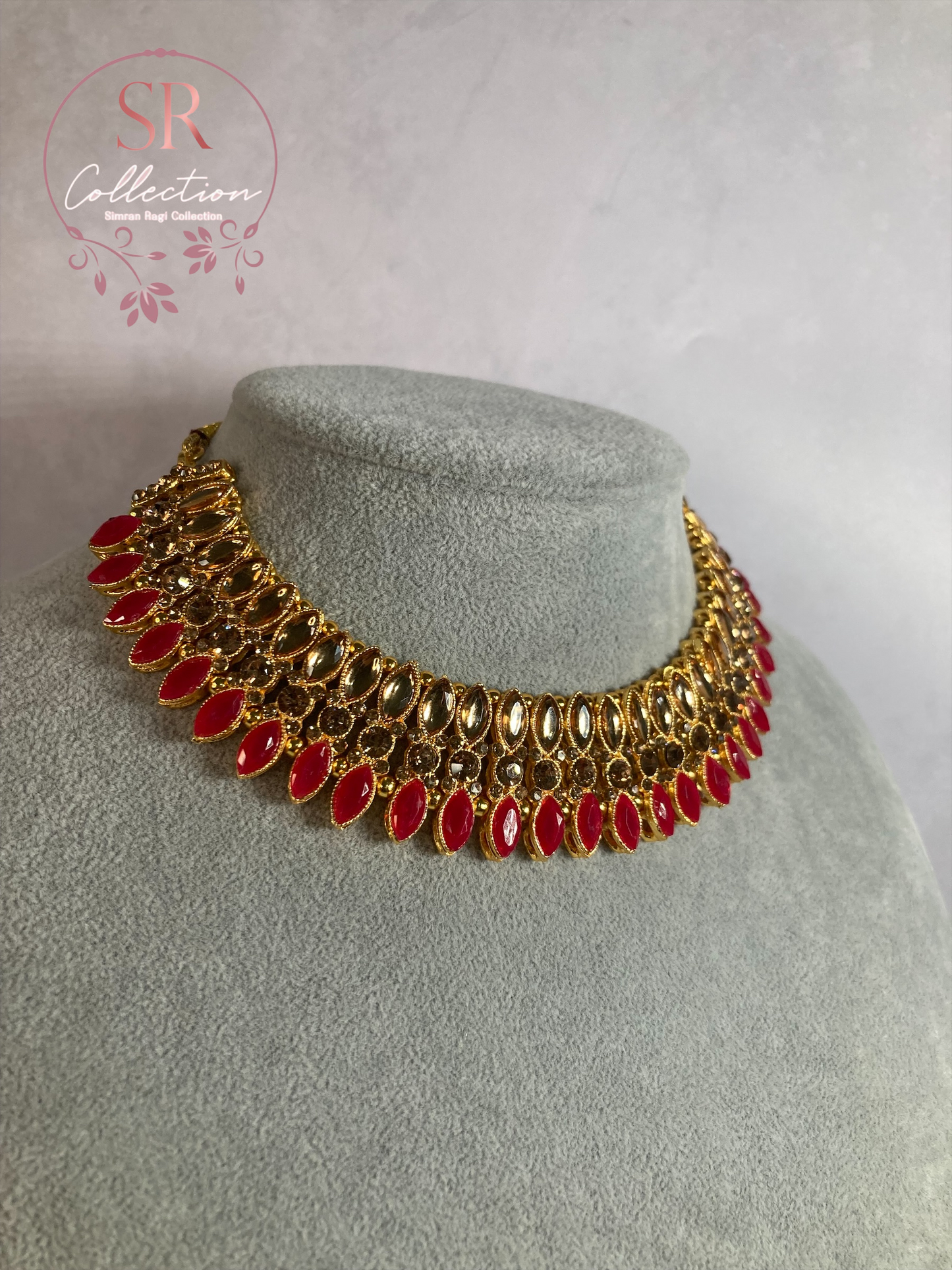 Chaya Gold Plated Kundan Choker Set (ST167) Pink