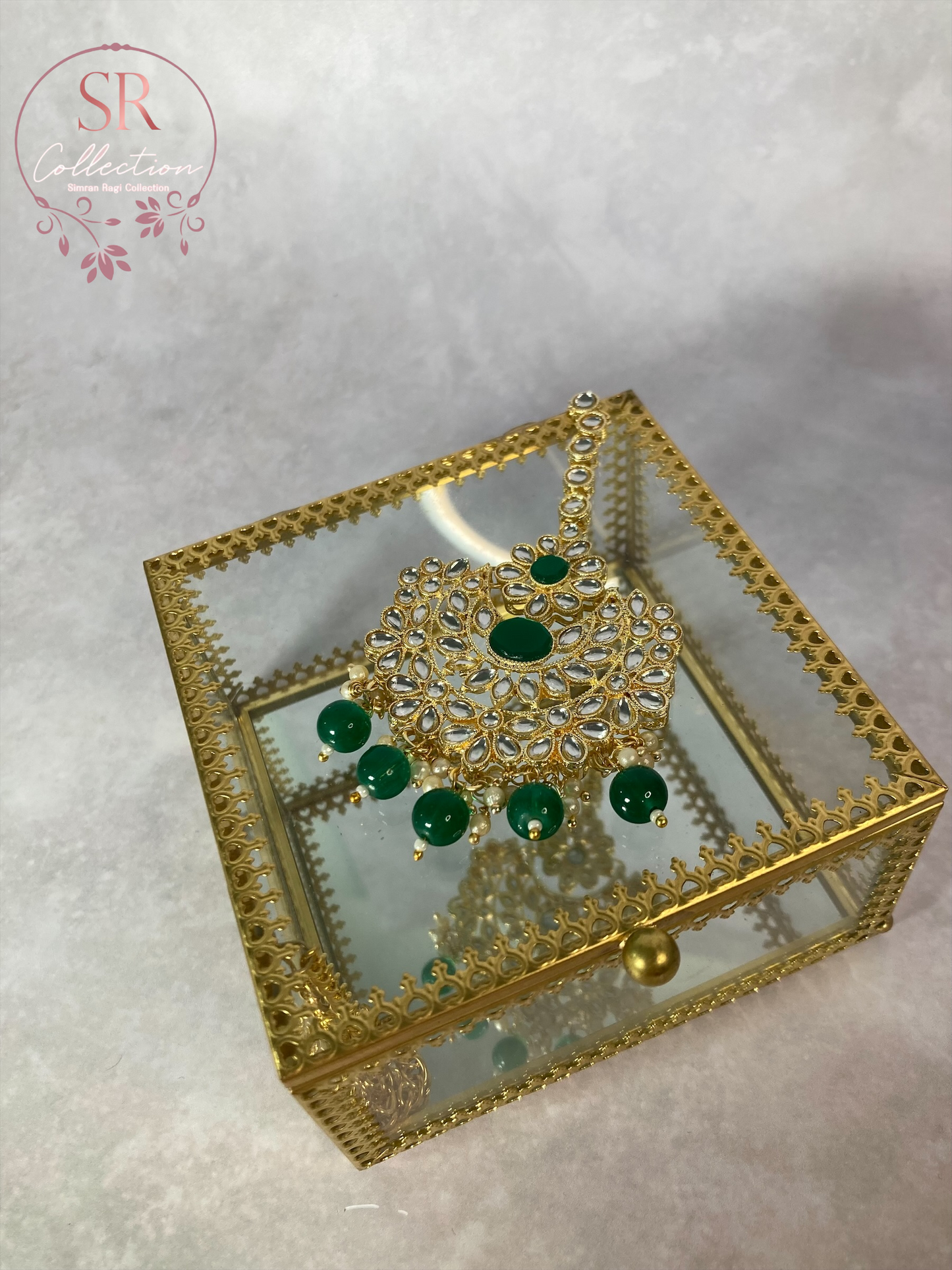 Maharani Gold Plated Kundan Choker Set (ST222) Emerald