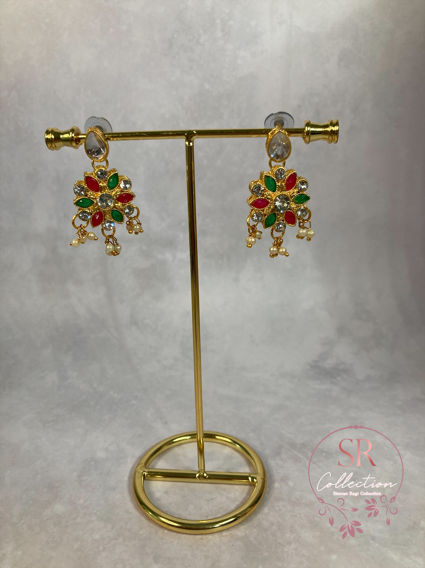 Arohi Gold Plated And Kundan Choker Set (ST170) Silver, Emerald And Pink