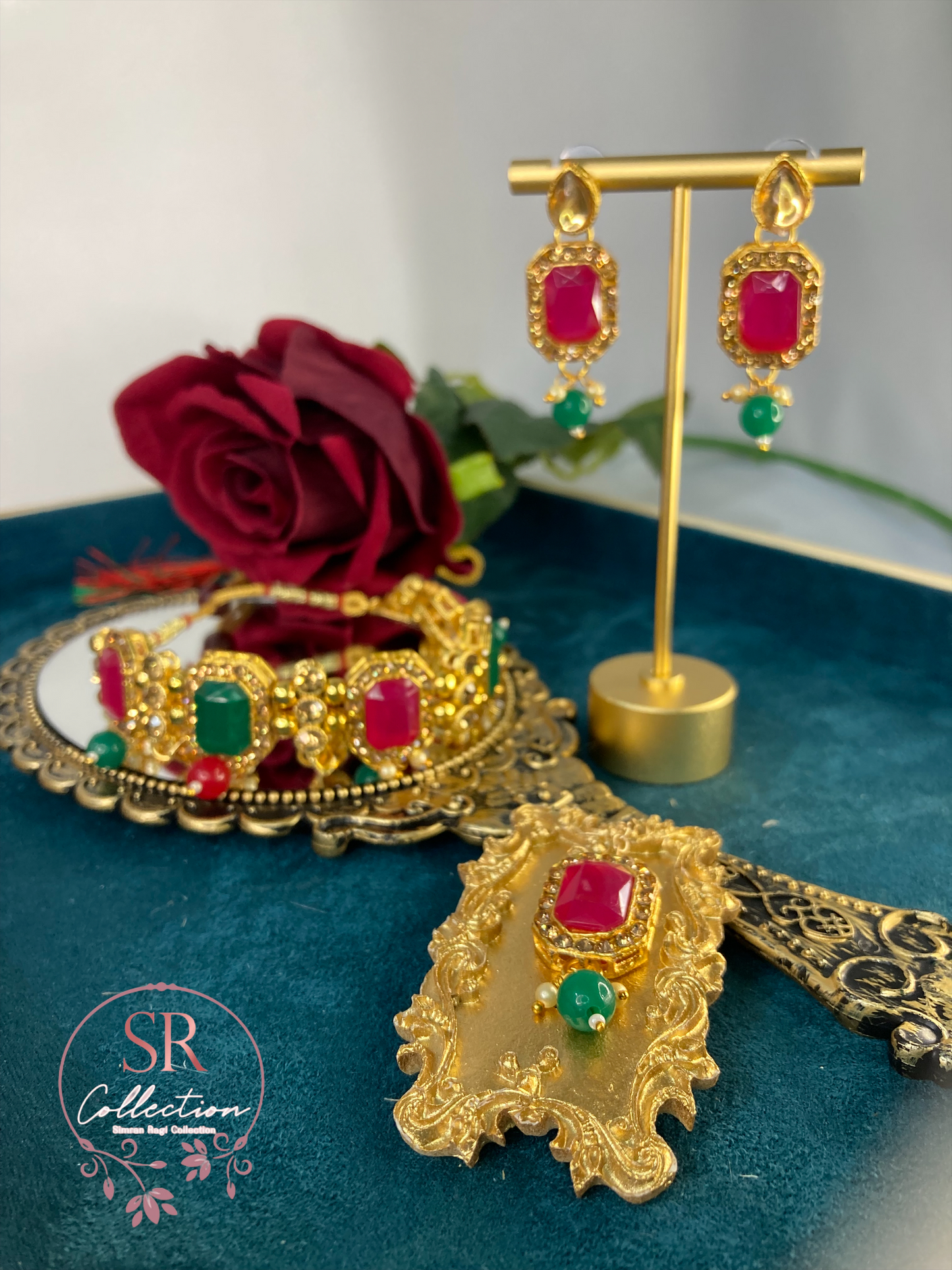 Kajal Choker Set (ST097) Emerald and Ruby