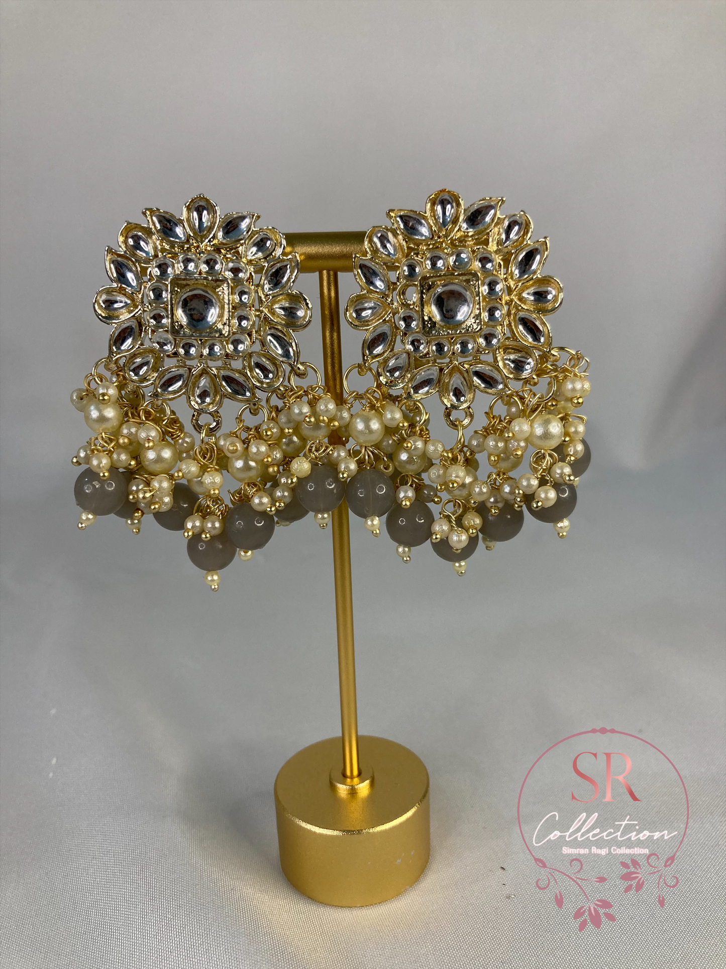 Sonia Kundan Choker Set (ST117) Grey