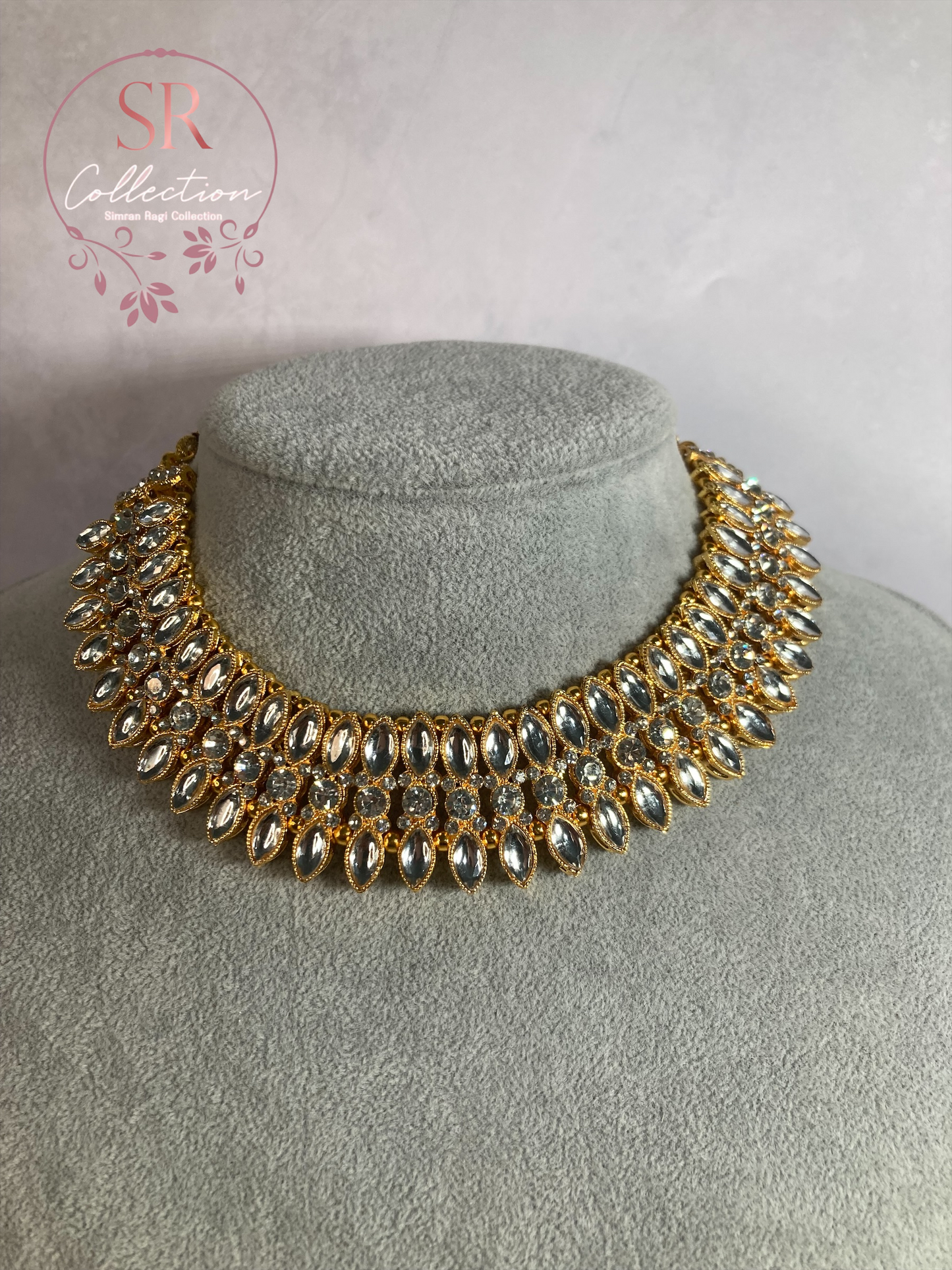 Chaya Gold Plated Kundan Choker Set (ST167) Silver