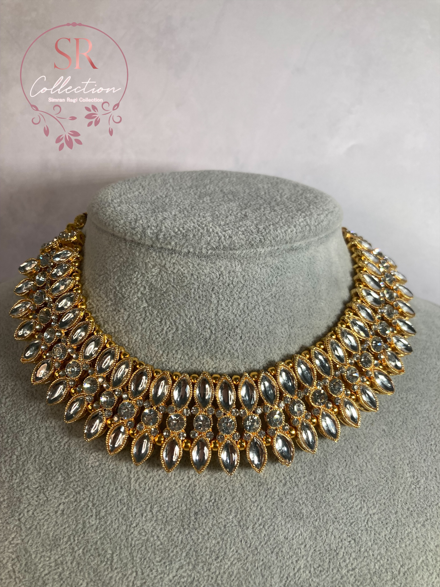 Chaya Gold Plated Kundan Choker Set (ST167) Silver
