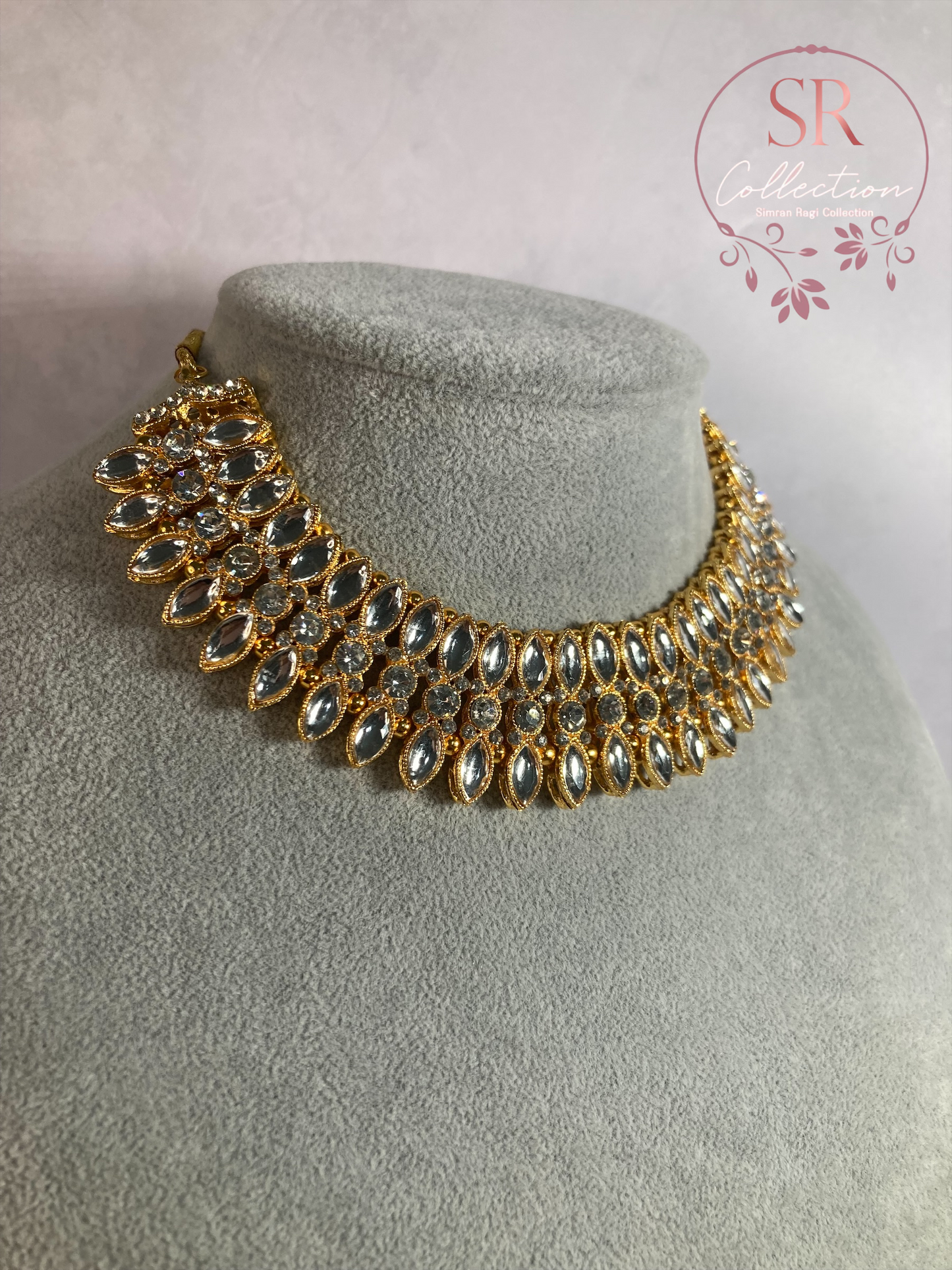 Chaya Gold Plated Kundan Choker Set (ST167) Silver