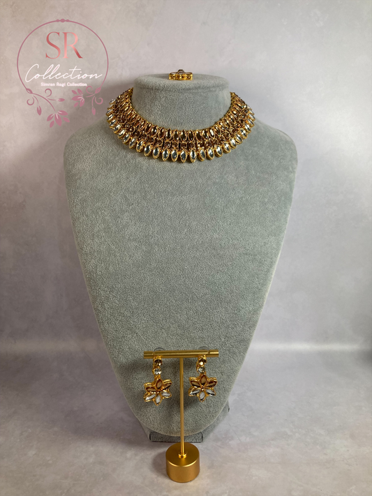 Chaya Gold Plated Kundan Choker Set (ST167) Antique And Silver