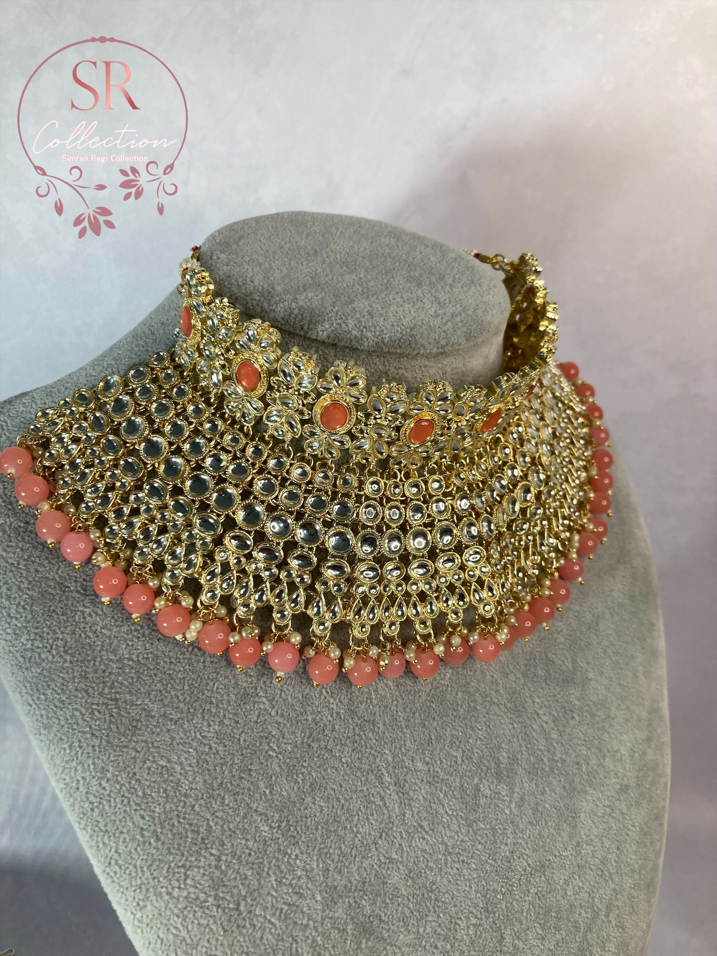 Maharani Gold Plated Kundan Choker Set (ST222) Pink
