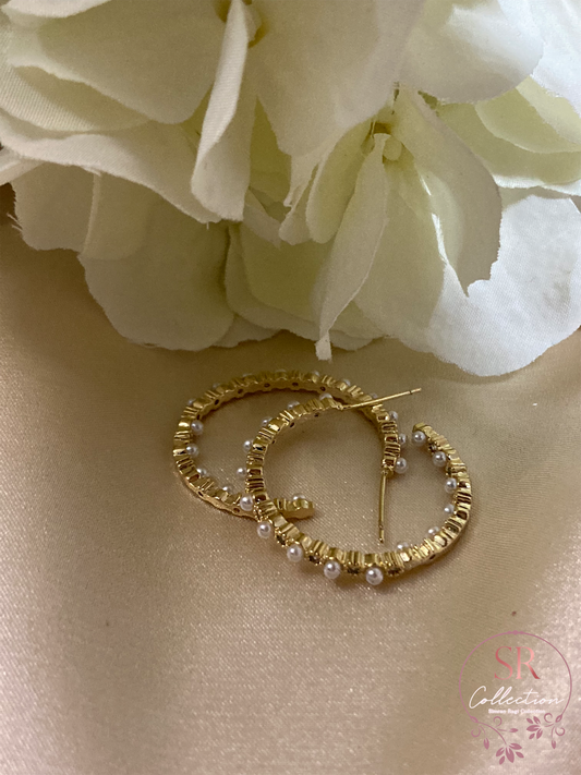 Luna Pearl Hoop Earrings (ST019)