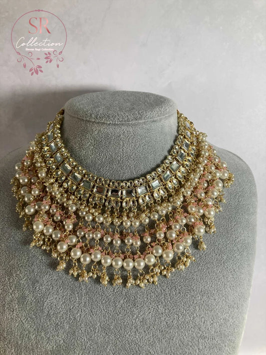 Ruha Gold Plated Kundan Set (ST220) Light Pink