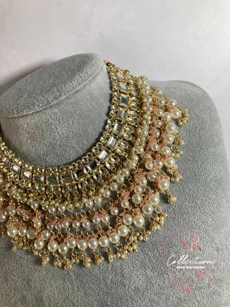 Ruha Gold Plated Kundan Set (ST220) Light Pink