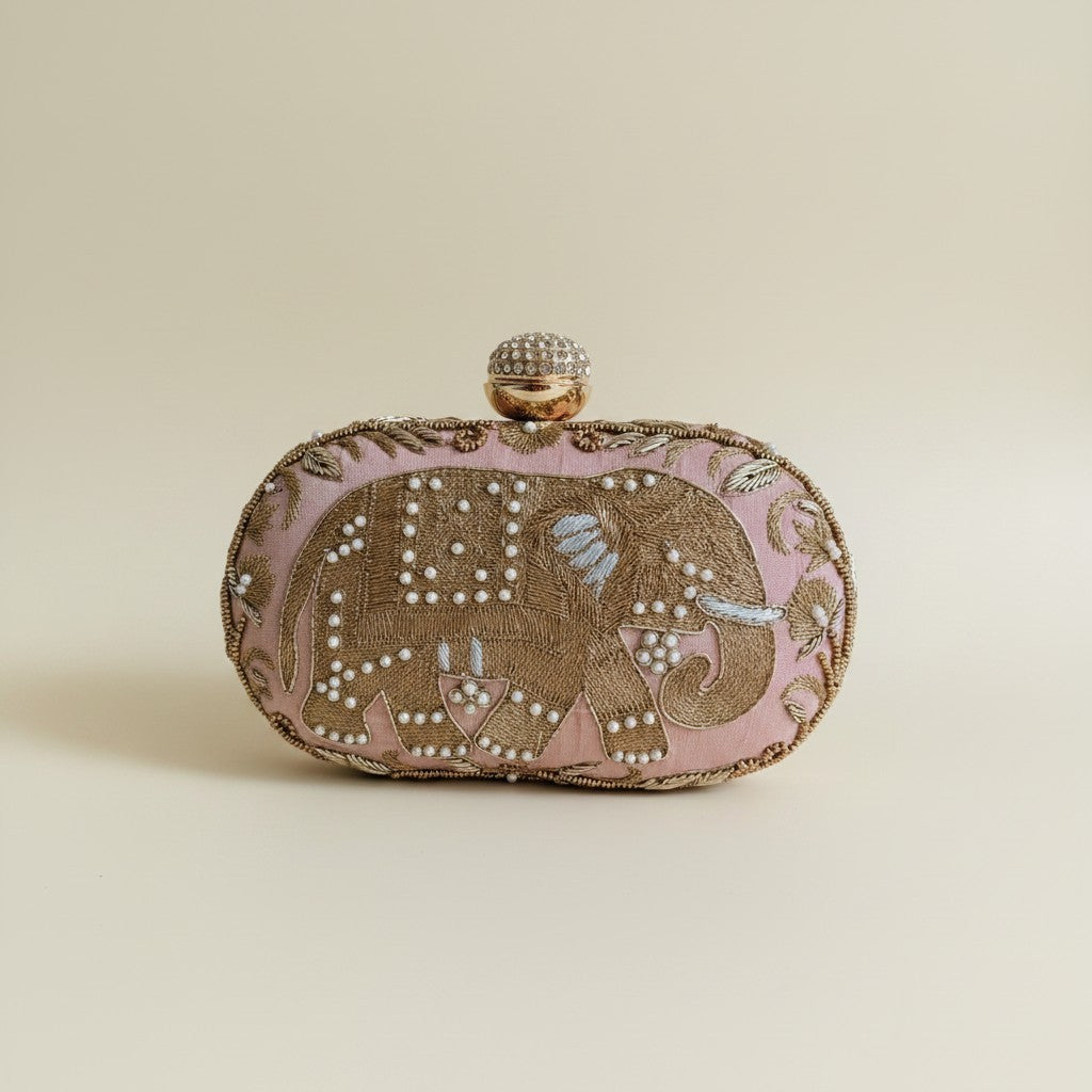 Elephant Oval Pink Clutch (ST1158)