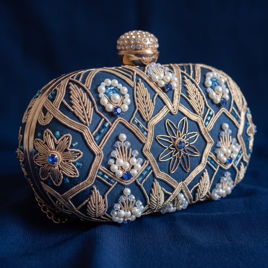 Eliana Oval Blue Clutch (ST1229)