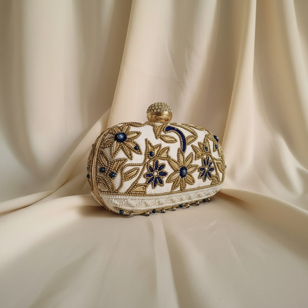 Fiorella Oval Off White Clutch (ST1168)