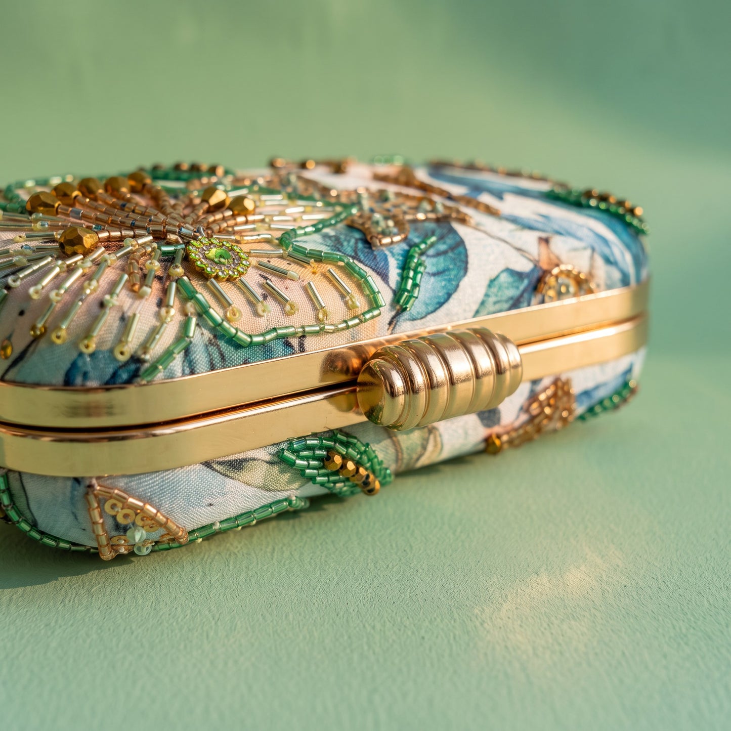 Savana Floral Oval Clutch (ST1223) (Green)