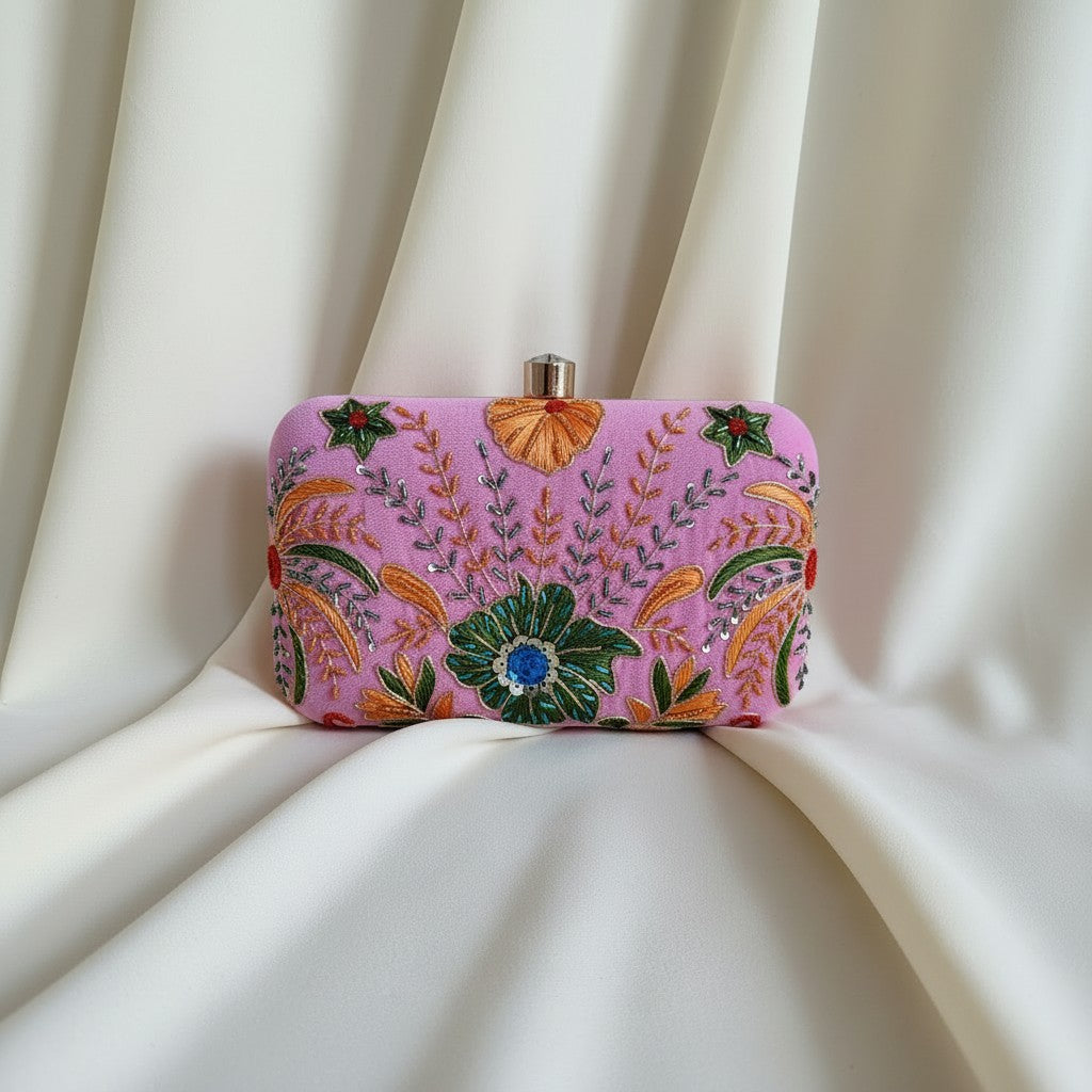 Rya Rectangular Pink Clutch (ST1173)