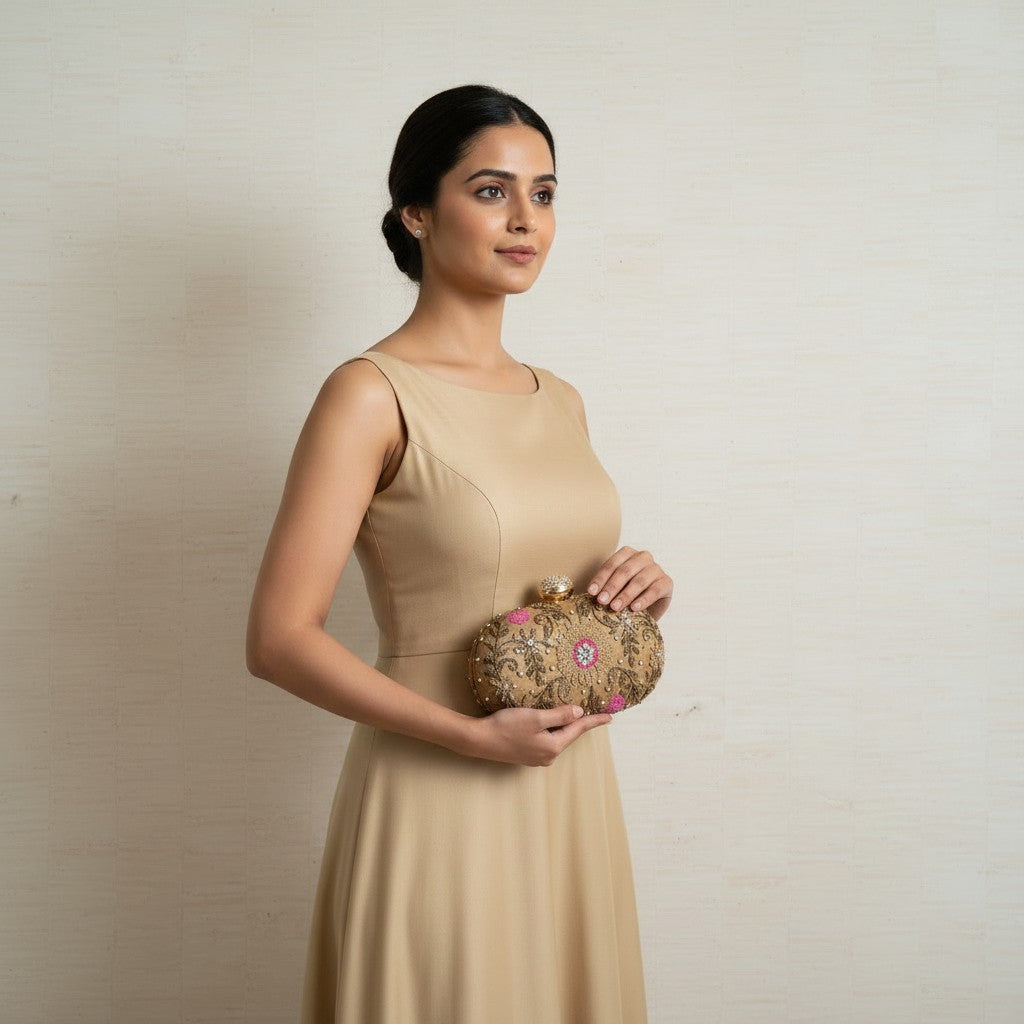 Yuna Oval Gold Clutch (ST1161)