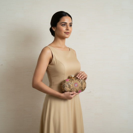 Yuna Oval Gold Clutch (ST1161)