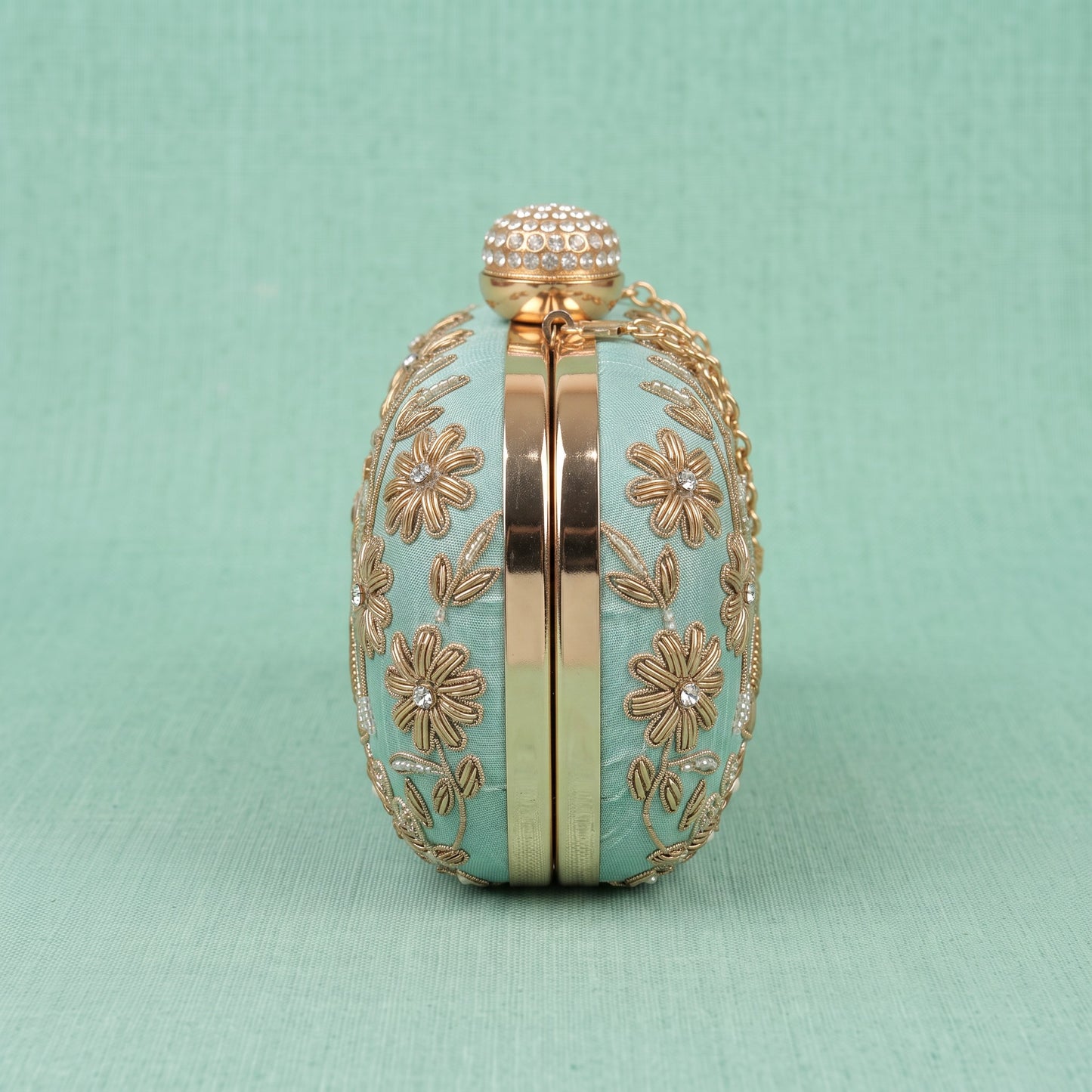 Mint Green Peacock Oval Clutch (ST1222)