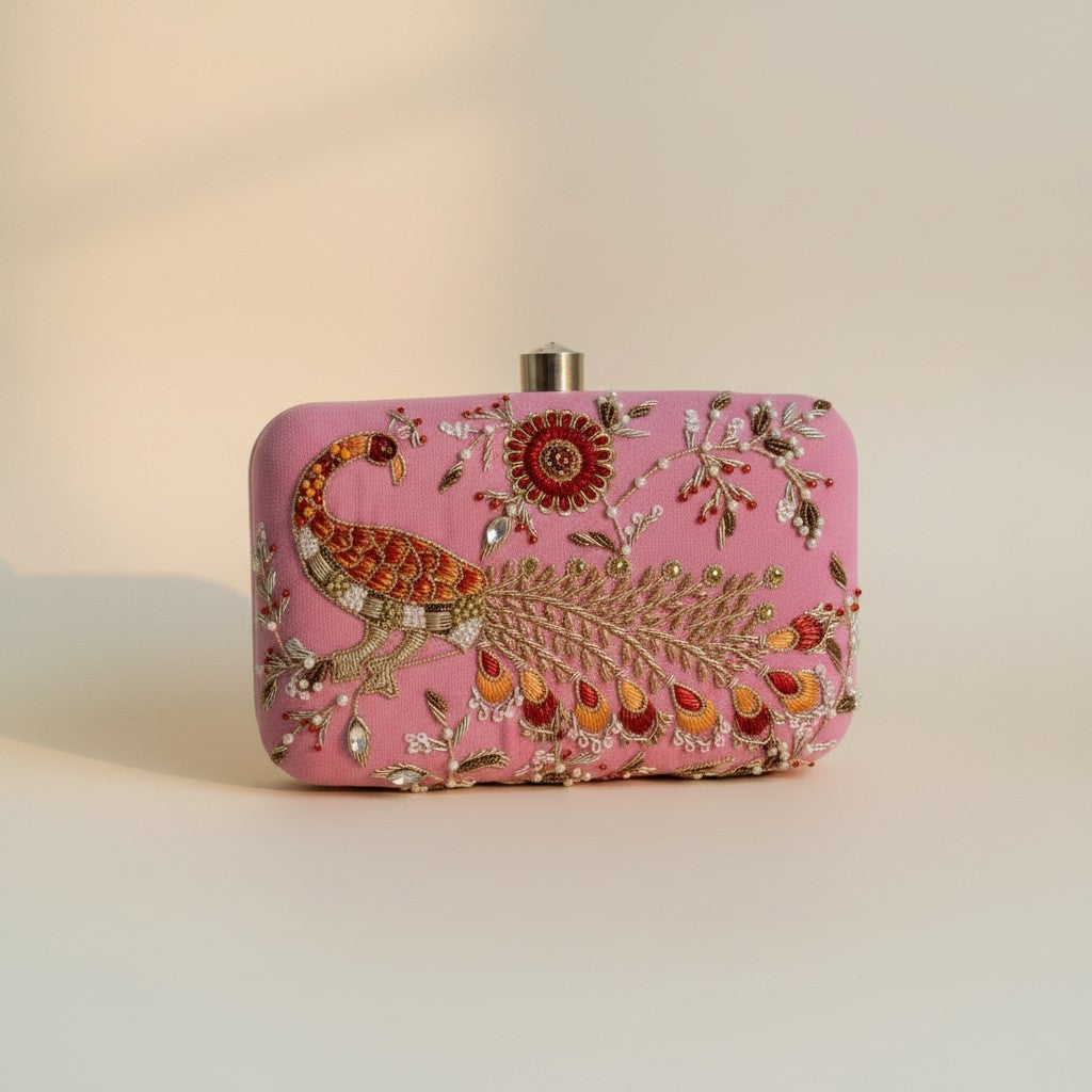 Morni Rectangular Pink Clutch (ST1171)