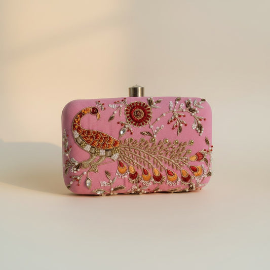 Morni Rectangular Pink Clutch (ST1171)