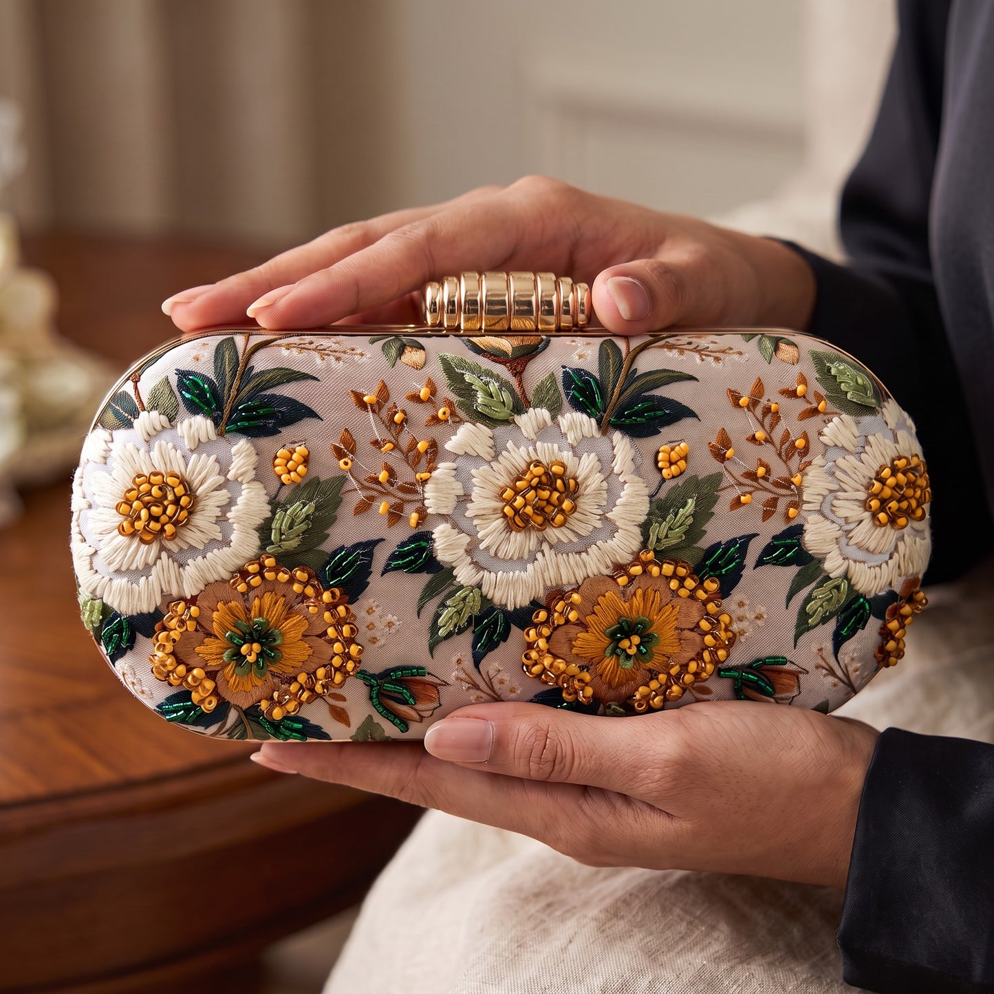 Magnolia Floral Oval Clutch (ST1224)