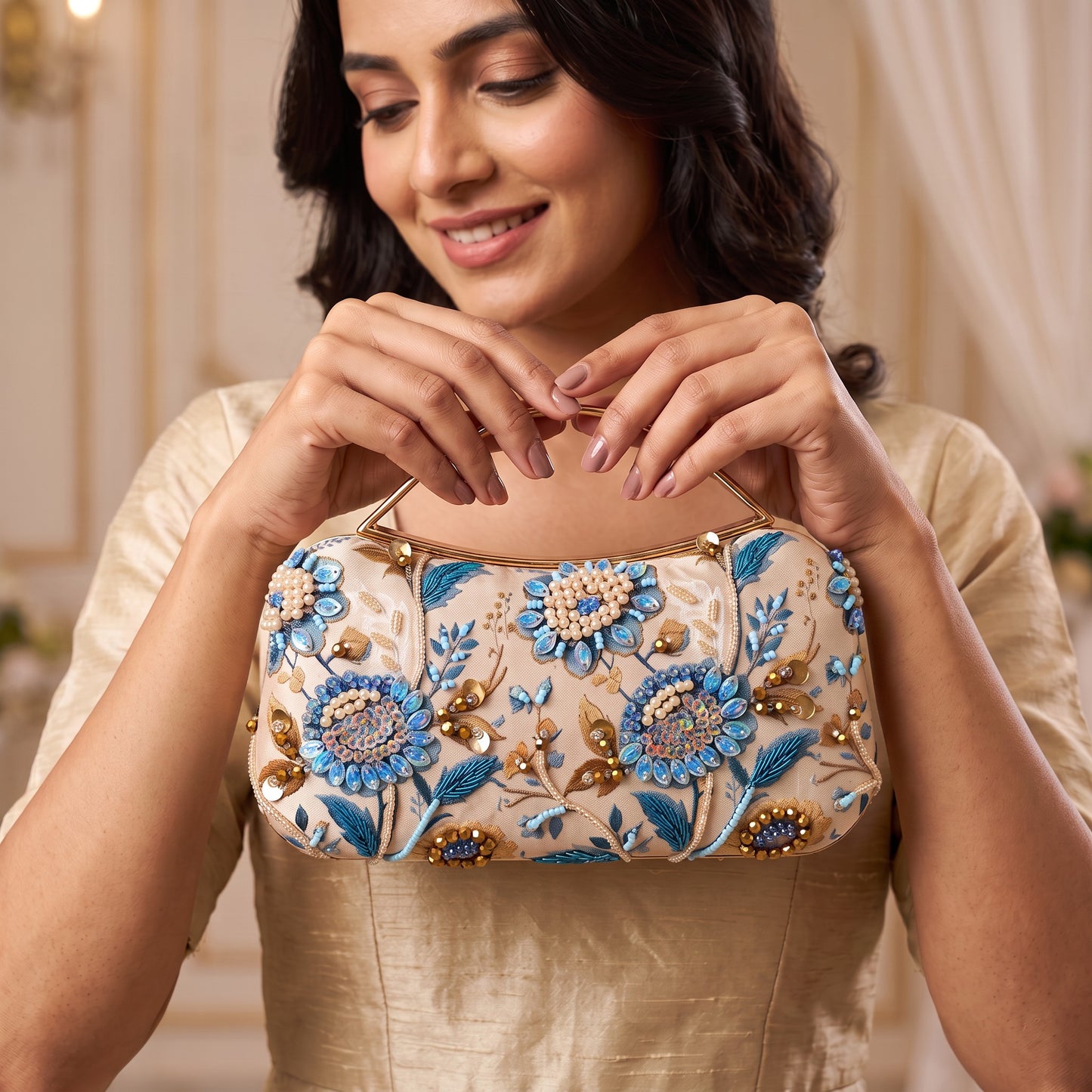 Rose Rectangular Floral Clutch (ST1230)