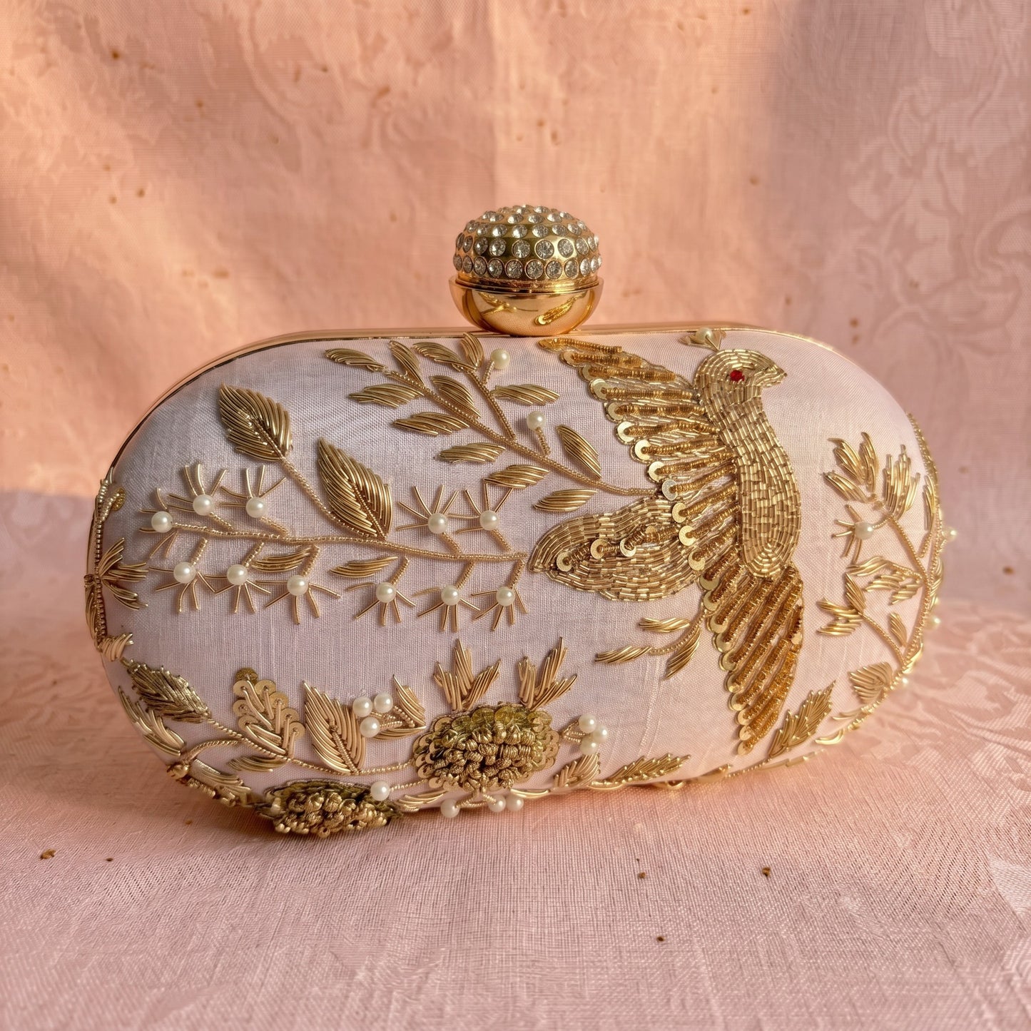 Pink Bird Oval Clutch (ST1139)